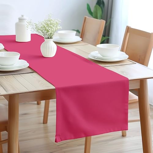 Encasa Table Runner Größe 32x230 cm | Baumwoll -Leinwand Stoff | Pink Solid Color | Waschbarer und dauerhaft von Encasa