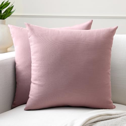 Encasa XO Baumwoll-Kissenbezüge, 2er-Set I 16x16 in (40x40 cm) - Mauve I kein Einsatz I einfach Kissenbezüge I Maschinenwaschbar | Nur Innen benutzen von Encasa XO