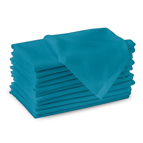 Encasa XO Baumwollstoffservietten | 12er-Set | Größe 43x43 cm | Azul Blue Volltonfarbe | Waschmaschinenfest von Encasa XO