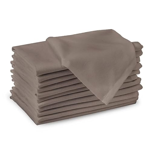 Encasa Baumwollstoffservietten | 12er-Set | Größe 43x43 cm | Beige Volltonfarbe | Waschmaschinenfest von Encasa