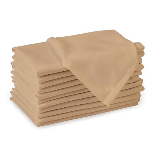 Encasa Baumwollstoffservietten | 12er-Set | Größe 43x43 cm | Hell beige Volltonfarbe | Waschmaschinenfest von Encasa XO