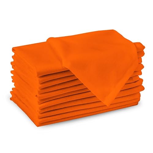 Encasa Baumwollstoffservietten | 12er-Set | Größe 43x43 cm | Orange Volltonfarbe | Waschmaschinenfest von Encasa