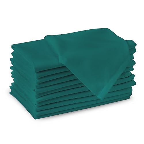 Encasa Baumwollstoffservietten | 12er-Set | Größe 43x43 cm | Smaragd Volltonfarbe | Waschmaschinenfest von Encasa XO