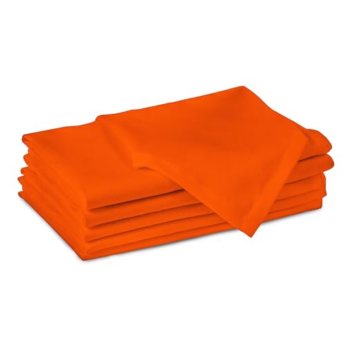 Encasa XO Baumwollstoffservietten | 6er-Set | Größe 43x43 cm | Orange Volltonfarbe | Waschmaschinenfest von Encasa XO
