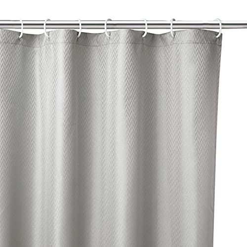 Encasa XO Duschvorhang |Wasserdicht, Schimmel-Und Schimmelresistent| ZZ Hellgrau Polyester Waschbare Badezimmervorhänge Aus Mit 10 Haken| Einfache Installation| Schnell Trocknende| 180x180 cm von Encasa XO