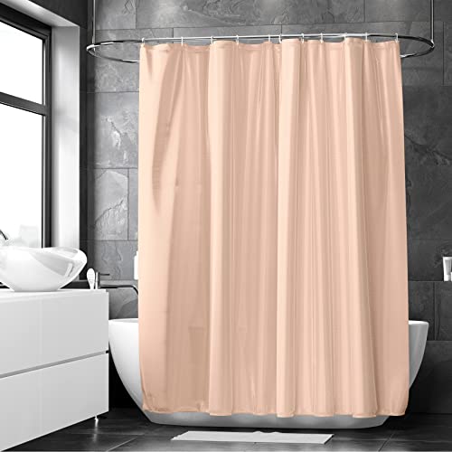 Encasa Duschvorhang |Wasserdicht, Schimmel-Und Schimmelresistent| ZZ Pfirsich Polyester Waschbare Badezimmervorhänge Aus Mit 10 Haken| Einfache Installation| Schnell Trocknende| 183x183 cm von Encasa