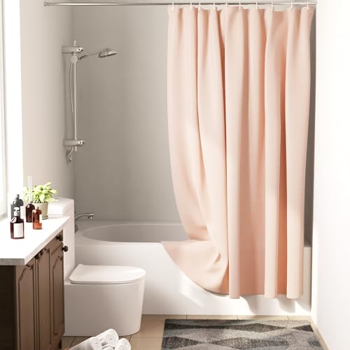 Encasa XO Duschvorhang |Wasserdicht, Schimmel-Und Schimmelresistent| ZZ Pfirsich Polyester Waschbare Badezimmervorhänge Aus Mit 10 Haken| Einfache Installation| Schnell Trocknende| 180x180 cm von Encasa XO