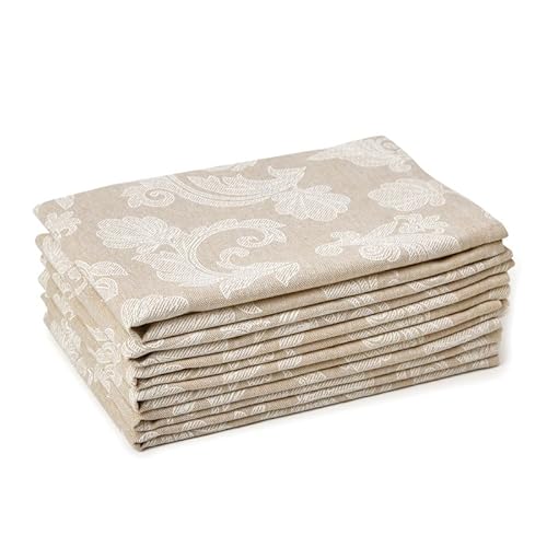 Encasa Esstisch Servietten Set von 6 I Größe 45x45 cm I Blumen Beige Jacquard -Stil Druck Auf Hausgemischte Baumwolle I Schnelle Farben, Maschinenwaschbar von Encasa