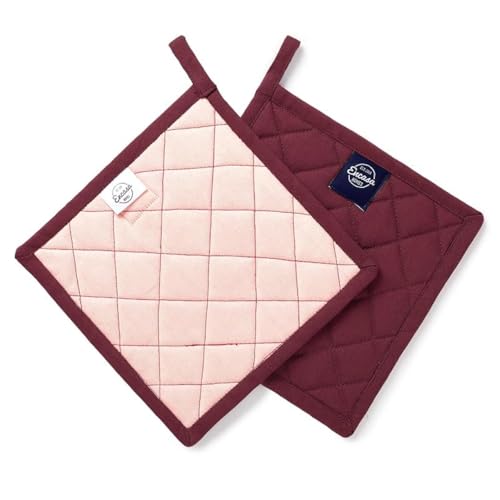 Encasa Homes 21 cm Ofen-Mikrowellen-Topflappen (2er-Set) zum Kochen und Backen in der Küche - hitzebeständig, Schutz der Hände vor heißen Gerätschaften - Kastanienbraun von Encasa XO