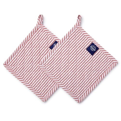 Encasa XO 21 cm Ofen-Mikrowellen-Topflappen (2er-Set) zum Kochen und Backen in der Küche - hitzebeständig, Schutz der Hände vor heißen Gerätschaften - Rot tickend von Encasa XO