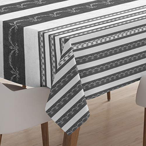 Encasa Homes Bedruckte Tischdecke 142 x 180 cm für 4 to 6 Seater Esstisch, 100% Baumwolle, maschinenwaschbar, strapazierfähig, rechteckig, für Zuhause, Restaurant, Bankett - Grey Bunting von Encasa