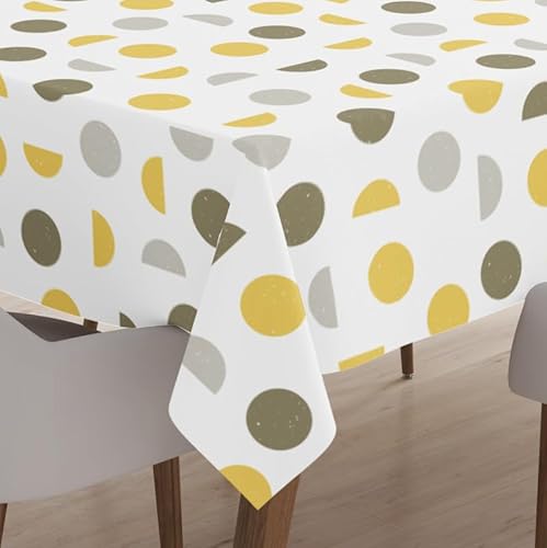 Encasa Homes Bedruckte Tischdecke 142 x 180 cm für 4 to 6 Seater Esstisch, 100% Baumwolle, maschinenwaschbar, strapazierfähig, rechteckig, für Zuhause, Restaurant, Bankett - Yellow Moon von Encasa XO