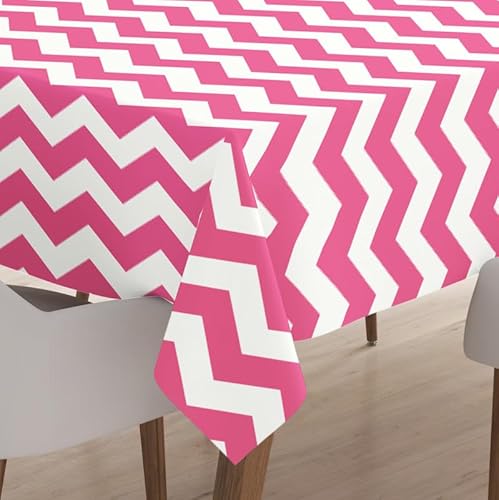 Encasa Homes Bedruckte Tischdecke 142x180 cm für 4 to 6 Seater Esstisch, 100% Baumwolle, maschinenwaschbar, strapazierfähig, rechteckig, für Zuhause, Restaurant, Bankett - Magenta von Encasa