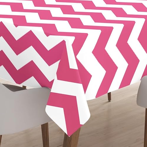 Encasa Homes Bedruckte Tischdecke 145x145 cm für 4 Seater Esstisch, 100% Baumwolle, maschinenwaschbar, strapazierfähig, rechteckig, für Zuhause, Restaurant, Bankett - Magenta von Encasa