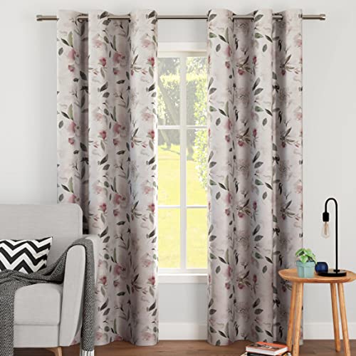 Encasa XO Door Vorhänge (7 ft, 2 Paneele, 44x84 in) I Semi -Blackout 85% Raumverdunkelung i Blumen- und geometrische Drucke I 6 Ösen Ich Klinge und hitzereduzierend - F1 Neutral von Encasa XO