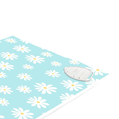 Encasa Homes Bügelmatte (Groß 120 x 70 cm) mit 3 mm Polsterung & Silikonbügel für Dampfbügeln auf Tisch oder Bett - Hitzebeständige Tischbügeldecke, bugeltischauflage bugelunterlage - Daisy Blue von Encasa