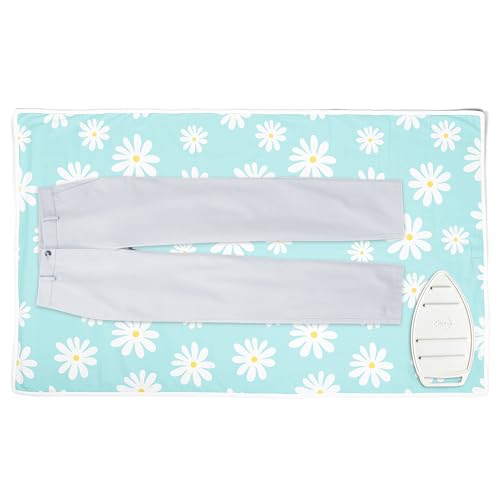 Encasa XO Bügelmatte (Groß 120x70 cm) mit 3 mm Polsterung & Silikonbügel für Dampfbügeln auf Tisch oder Bett - Hitzebeständige Tischbügeldecke, bugeltischauflage bugelunterlage - Daisy Blue von Encasa XO