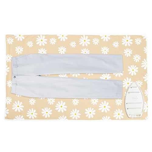 Encasa XO Bügelmatte (Groß 120x70 cm) mit 3 mm Polsterung & Silikonbügel für Dampfbügeln auf Tisch oder Bett - Hitzebeständige Tischbügeldecke, bugeltischauflage bugelunterlage - Daisy Beige von Encasa XO