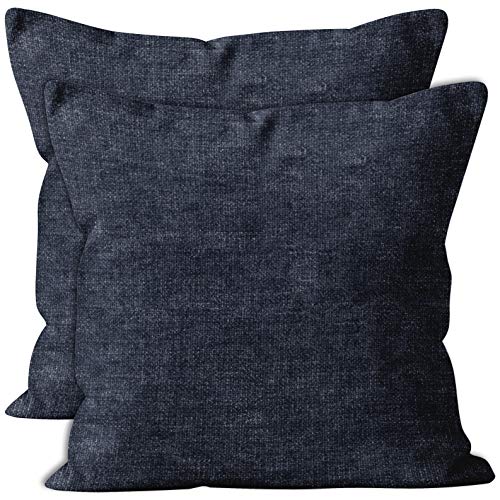 Encasa Chenille Kissenbezüge Set von 2 | Denim - (20"x20") (50x50 cm) | Dekorative Akzent Quadratische Wurfkissenbezüge Für Couch, Heimdekoration, Sofa von Encasa