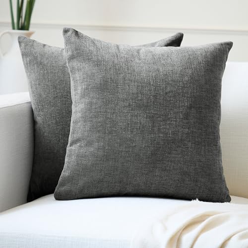 Encasa XO Chenille Kissenbezüge Set von 2 | Grey - (24"x24") (60x60 cm) | Dekorative Akzent Quadratische Wurfkissenbezüge Für Couch, Heimdekoration, Sofa Encasa XO Chenille Kissenbezüge Set von 2 | Grey - (24"x24") (60x60 cm) | Dekorative Akzent Quadratische Wurfkissenbezüge Für Couch, Heimdekoration, Sofa von Encasa XO