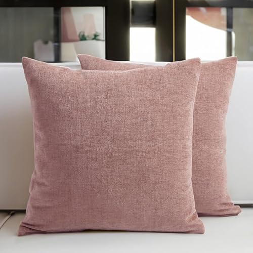 Encasa Chenille Kissenbezüge Set von 2 | Polieren - (24"x24") (60x60 cm) | Dekorative Akzent Quadratische Wurfkissenbezüge Für Couch, Heimdekoration, Sofa von Encasa