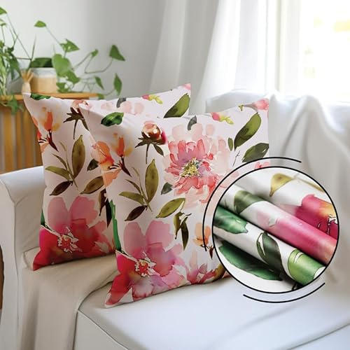 Encasa Homes Dekorative Kissenbedeckung 20"x20" (50x50 cm) - F1 Spring - Digital gedrucktes Blumenkissen für Stuhl, Sitz, Bett, Büro und Haus (2) von Encasa