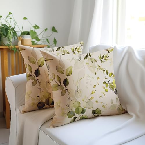 Encasa XO Dekorative Kissenbedeckung 16"x16" (40x40 cm) - L1 Olive - Digital gedrucktes Blumenkissen für Stuhl, Sitz, Bett, Büro und Haus (2) von Encasa XO