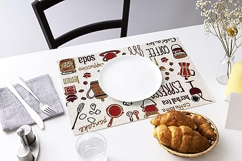 Encasa Homes Esstisch -Placemats Set von 4 - Espresso | Jacquard gewebt | Jede Größe 48x32 cm | Dekorativ für Zuhause, Cafés, Restaurants und Hotels - Maschinenwaschbar von Encasa