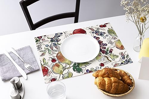 Encasa Homes Esstisch -Placemats Set von 6 - Frucht | Jacquard gewebt | Jede Größe 48x32 cm | Dekorativ für Zuhause, Cafés, Restaurants und Hotels - Maschinenwaschbar von Encasa