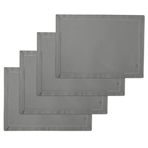 Encasa Homes Esstisch-Tischsets aus 100% Reiner Baumwolle mit Hohlsaumstich der Größe 48x33 cm (rechteckig) – Grau – 4er-Set | Perfekt für Partys, Cafés, Restaurants und Hotels – maschinenwaschbar``` von Encasa