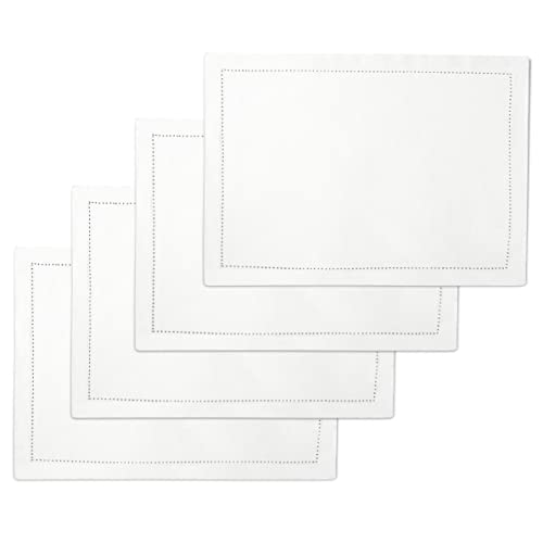 Encasa Homes Esstisch-Tischsets aus 100% Reiner Baumwolle mit Hohlsaumstich der Größe 48x33 cm (rechteckig) – Weiß – 4er-Set | Perfekt für Partys, Cafés, Restaurants und Hotels – maschinenwaschbar``` von Encasa