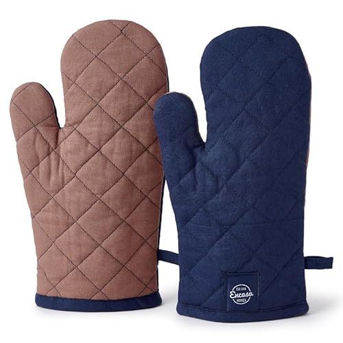 Encasa Homes Extralange Backofen-Mikrowellen-Handschuhe Handschuhe (2 Stück) für die Küche - Silikon-Silber hitzebeständig - schützt die Hände vor heißer Ausrüstung - Schottisches Blau von Encasa