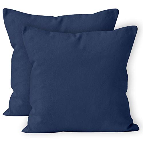 Encasa Baumwoll-Kissenbezüge, 2er-Set I 18x18 in (45x45 cm) - Scotch Blue I kein Einsatz I einfach Kissenbezüge I Maschinenwaschbar | Nur Innen benutzen von Encasa