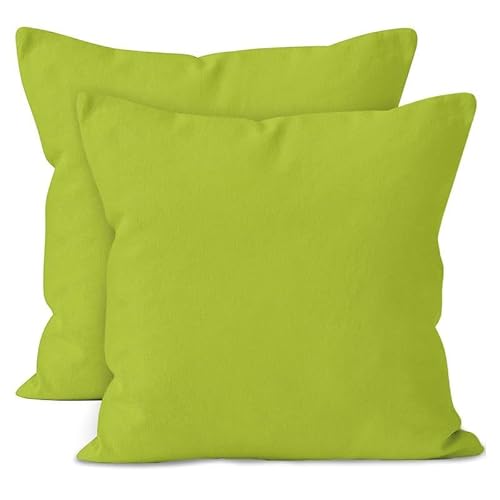 Encasa Baumwoll-Kissenbezüge, 2er-Set I 18x18 in (45x45 cm) - Lime Green I kein Einsatz I einfach Kissenbezüge I Maschinenwaschbar | Nur Innen benutzen von Encasa