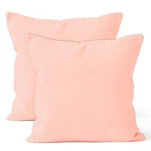 Encasa Baumwoll-Kissenbezüge, 2er-Set I 18x18 in (45x45 cm) - Powder Pink I kein Einsatz I einfach Kissenbezüge I Maschinenwaschbar | Nur Innen benutzen von Encasa