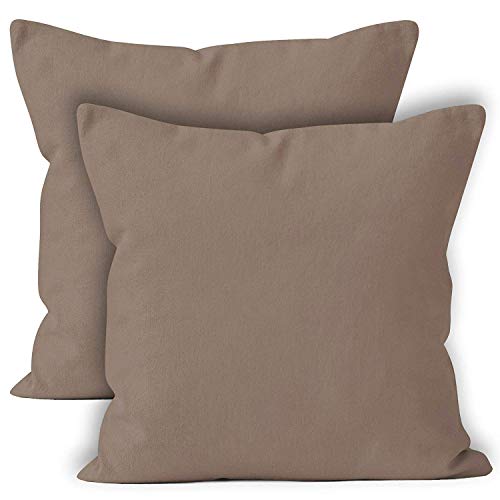 Encasa Homes Kissenbezüge 2 stück (50x50 cm) - Beige- Weiche Baumwolle Leinwand unigefärbt rechteckigen Kissenbezug Dekorative für Wohnkultur Wohnzimmer Schlafzimmer Sofa Waschbar von Encasa