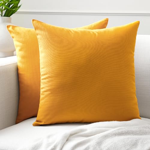 Encasa XO Baumwoll-Kissenbezüge, 2er-Set I 20x20 in (50x50 cm) - Mango I kein Einsatz I einfach Kissenbezüge I Maschinenwaschbar | Nur Innen benutzen von Encasa XO