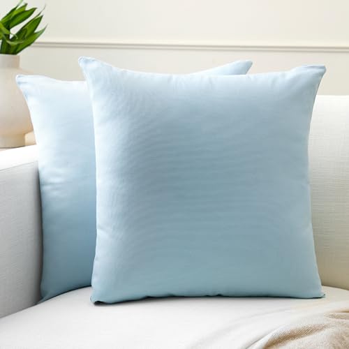Encasa XO Baumwoll-Kissenbezüge, 2er-Set I 24x24 in (60x60 cm) - Eisblau I kein Einsatz I einfach Kissenbezüge I Maschinenwaschbar | Nur Innen benutzen von Encasa XO