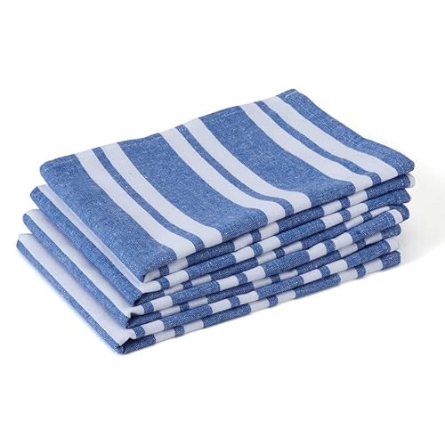 Encasa Homes Küchentücher X-Large 70 x 45 cm (4er-Set) Antibakterielles Finish, Baumwolle, saugfähig zum Reinigen und schnellen Trocknen von Tellern - Franca Blue Stripes von Encasa