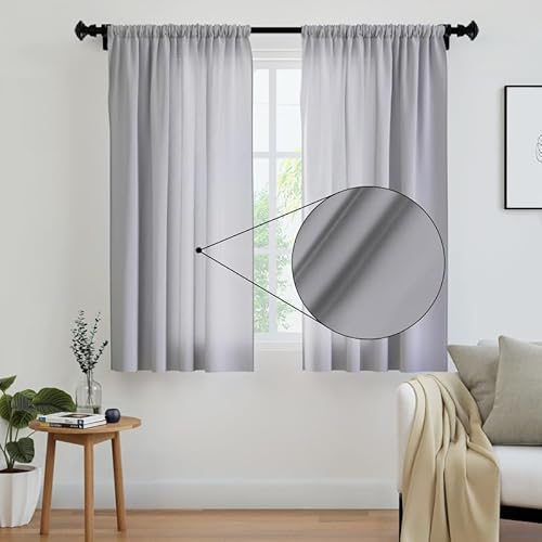 Encasa Homes Polyester Feste Vorhänge mit Bindung, 140x183 cm Window Panel -Set von 2 - Grau, Stangentasche, Lichtfilterung, Vorhänge für Tür, Schlafzimmer, Wohnzimmer von Encasa