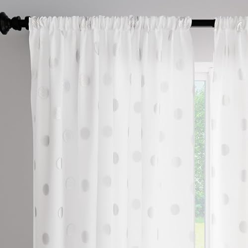 Encasa Homes Polyester halbtransparent Gedruckt Long Door Vorhänge mit Krawattenrücken 140x244 cm (8 ft), Dollar weiß - 2 Packung - Nicht schrumpfen & maschinenwaschbar von Encasa