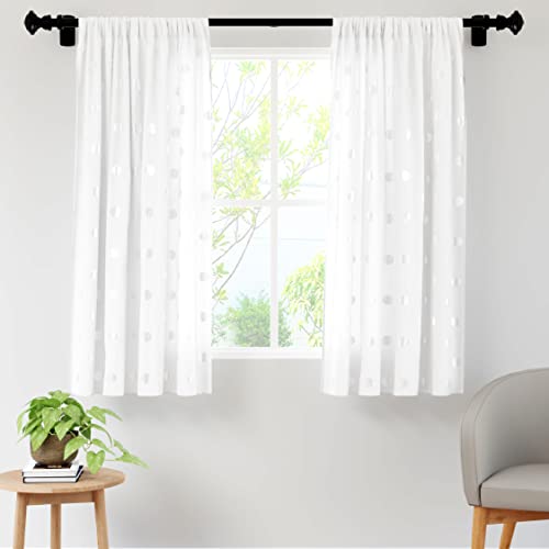 Encasa Homes Polyester halbtransparent Gedruckt Window Vorhänge mit Krawattenrücken 140x152 cm (5 ft), Dollar weiß - 2 Packung - Nicht schrumpfen & maschinenwaschbar von Encasa