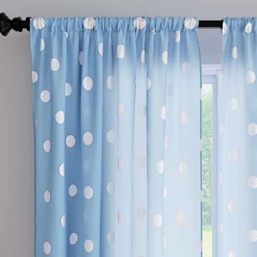 Encasa XO Polyester halbtransparent Gedruckt 140 cm W x 183 cm L Vorhänge mit Krawattenrücken 140x183 cm (6 ft), Dollar Blue - 2 Packung - Nicht schrumpfen & maschinenwaschbar von Encasa XO