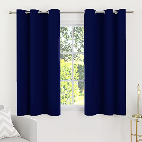 Encasa Homes Raumverdunkelung Verdunkelungsvorhänge (2 Paneele mit 2 Wurfkissenbezügen) Einfarbig für Schlafzimmer & Wohnzimmer, lichtblockierend, Kälte & Wärmeisolierun 44 x 54 inch - Navy Blue von Encasa