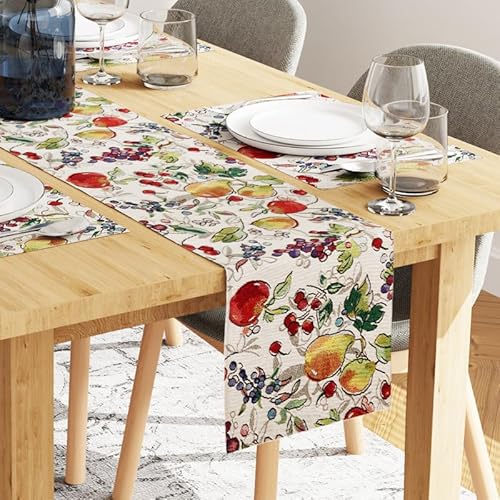 Encasa Homes Speiseset (4 Placemats in + 1 Tischläufer) | Frucht | Jacquard gewebt | Moderne Designs, zu Hause, Cafés, Restaurants & Hotels - Maschinenwaschbar verwenden von Encasa