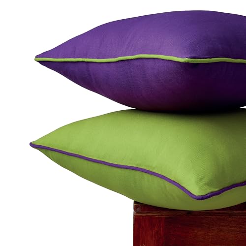 Encasa XO zweifarbige Kissenbezüge, 2 Stück – Lime Green with Purple – 40x40 cm, einfarbig, Moderne Kissenbezüge aus Baumwoll-Canvas für Sofa, Couch, Bett und Heimdekoration – nur Bezüge Encasa XO zweifarbige Kissenbezüge, 2 Stück – Lime Green with Purple – 40x40 cm, einfarbig, Moderne Kissenbezüge aus Baumwoll-Canvas für Sofa, Couch, Bett und Heimdekoration – nur Bezüge von Encasa XO
