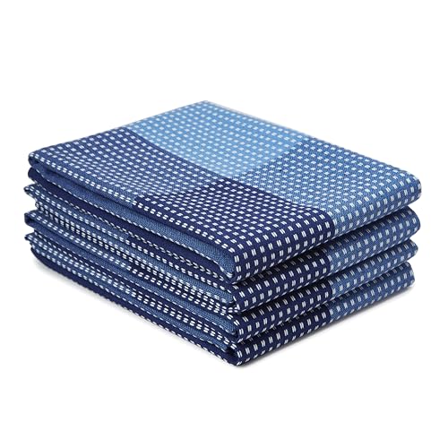 Encasa XO Baumwoll-Küchentuchset - Super saugfähige Geschirrtücher & Spültücher 70x45 cm zum Abwaschen, Geschirr Trocknen und Reinigen - 4er-Pack - Blue von Encasa XO