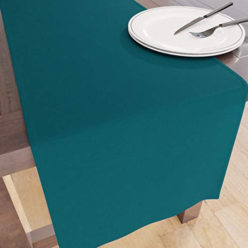 Encasa Table Runner Größe 32x150 cm | Baumwoll -Leinwand Stoff | Azul Blau Solid Color | Waschbarer und dauerhaft von Encasa