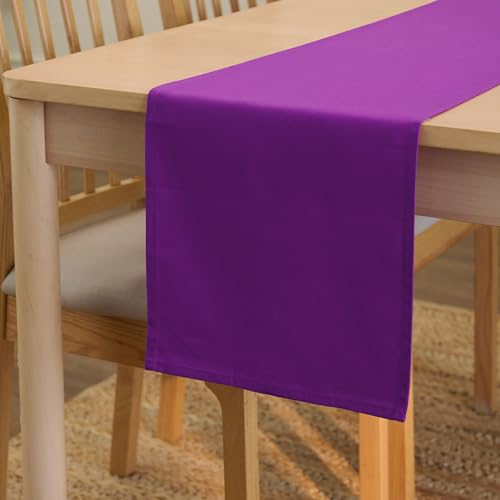 Encasa Table Runner Größe 32x150 cm | Baumwoll -Leinwand Stoff | Lila Solid Color | Waschbarer und dauerhaft von Encasa