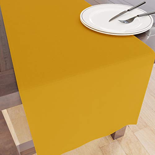 Encasa Table Runner Größe 32x150 cm | Baumwoll -Leinwand Stoff | Mango Solid Color | Waschbarer und dauerhaft von Encasa